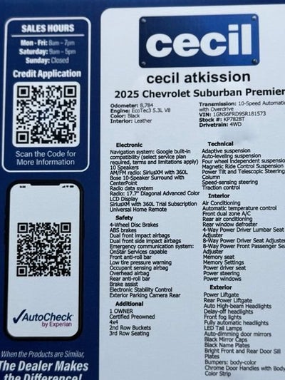 2025 Chevrolet Suburban Premier